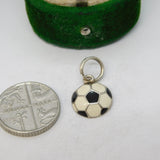 Sterling Silver Enamel Football Charm Pendant Vintage c1970