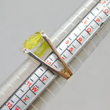 Sterling Silver Yellow & Clear Crystal Cocktail Ring Vintage c1990 Size T 1/2