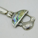20th Century New Zealand Sterling Silver & Abalone Kiwi Teaspoon Antique