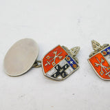 Pair of Sterling Silver & Enamel Heraldic Crest Cufflinks Vintage c1970