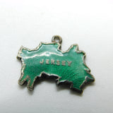 Sterling Silver and Enamel Map of Jersey Charm Pendant Vintage c1970