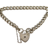 Sterling Silver Curb Link Charm Bracelet Heart Clasp Vintage 1978 London