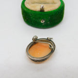 Sterling Silver Mounted Carved Shell Cameo Brooch Pin Antique c1920 Art Deco