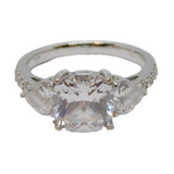 Sterling Silver Multi-Stone CZ Dress Ring Vintage c1970 Size O
