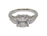 Sterling Silver Multi-Stone CZ Dress Ring Vintage c1970 Size O