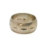 Sterling Silver Bevelled Edge Patterned Wedding Band Ring Vintage 1975 Size R