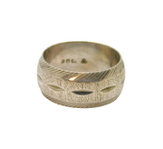 Sterling Silver Bevelled Edge Patterned Wedding Band Ring Vintage 1975 Size R