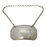 Art Deco Sterling Silver Port Decanter Label Antique 1931 London