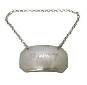 Art Deco Sterling Silver Port Decanter Label Antique 1931 London