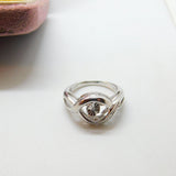 Sterling Silver Loop Ring With FlowerVintage c1970 Size M