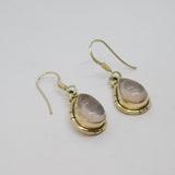Pair of Sterling Silver Moonstone Peardrop Hook Drop Earrings Modern c1990