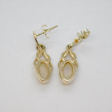 Pair of Sterling Silver Moonstone Celtic Style Stud Drop Earrings Modern c1990
