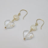 Pair of Sterling Silver Pearl & Crystal Heart Drop Earrings Contemporary c2015