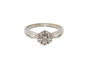 Sterling Silver 7 Stone Diamond Set Flower Cluster Ring Vintage c1970 Size R 1/2