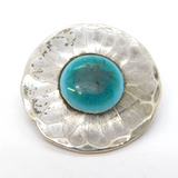Arts & Crafts White Metal Ruskin Pottery 'Guild Button' Brooch Antique 1902