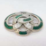 Victorian Scottish Large Sterling Silver 'Pebble Agate' Celtic Knot Brooch c1860