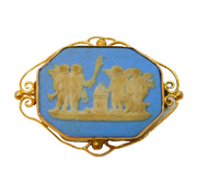 Victorian 9ct Gold Mounted Wedgwood Jasperware Cameo Brooch Antique c1840s
