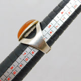 Sterling Silver Cabochon Carnelian Open Back Studio Ring Vintage 1972 Size M