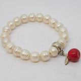 Thomas Sabo Silver & Simulated Pearl Apple Bracelet Vintage c2010