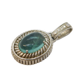 Sterling Silver Pale Blue Stone & Spinel Set Drop Charm Pendant Vintage c1970s