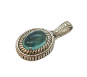 Sterling Silver Pale Blue Stone & Spinel Set Drop Charm Pendant Vintage c1970s