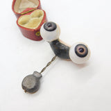 Victorian Pair of Handmade Dolls Glass Eyes on Stand Antique c1860
