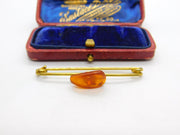 Gilt Metal & Amber Specimen Set Bar Brooch Antique c1920 Art Deco