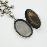 Victorian Aesthetic Gold & Silver Floral Pattern Locket Collar Necklace Antique