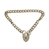 Sterling Silver Curb Link Charm Bracelet with Heart Clasp Vintage Birmingham