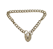 Sterling Silver Curb Link Charm Bracelet with Heart Clasp Vintage Birmingham