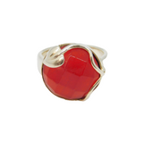 Sterling Silver Carnelian Art Nouveau Style Statement Ring Vintage c1970 Size S