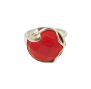 Sterling Silver Carnelian Art Nouveau Style Statement Ring Vintage c1970 Size S