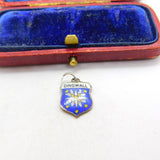 Sterling Silver and Enamel Dingwall Travel Shield Charm Pendant Vintage c1970
