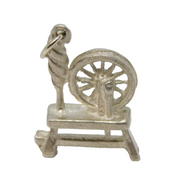 Sterling Silver Spinning Wheel Charm Pendant Vintage c1970
