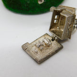 Sterling Silver Motor Car in Garage Opening Charm Pendant Vintage c1970
