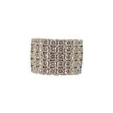 Sterling Silver Five Tier CZ Cocktail Dress Ring Modern c1990 Size N 1/2