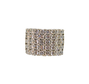 Sterling Silver Five Tier CZ Cocktail Dress Ring Modern c1990 Size N 1/2