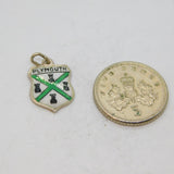Sterling Silver 'Plymouth' Enamel Shield Travel Souvenir Charm Vintage c1970s