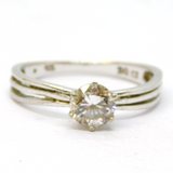 Sterling Silver CZ Solitaire Engagement Band Ring Vintage c1970 Size Q