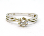 Sterling Silver CZ Solitaire Engagement Band Ring Vintage c1970 Size Q