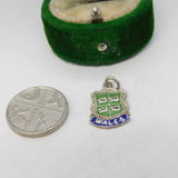 Sterling Silver Enamel Wales Shield Charm Pendant Vintage c1970