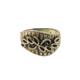 Sterling Silver Leaf Pattern Textured Wavy Band Studio Ring Vintage c1970 Size O