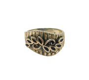 Sterling Silver Leaf Pattern Textured Wavy Band Studio Ring Vintage c1970 Size O