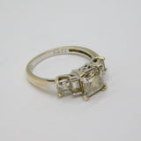 Sterling Silver 5 Graduating CZ Stepped Front Dress Ring Modern c1990 Size P