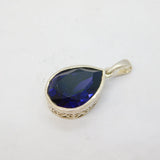 Sterling Silver Amethyst Paste Set Drop Charm Pendant Vintage c1970s