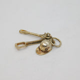 Sterling Silver Horse Riding Interest Hat, Stirrup Charm Pendant Vintage c1970