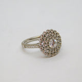 Sterling Silver Sparkling CZ Cluster Statement Dress Ring Modern c2000 Size O