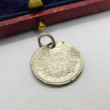 Sterling Silver Queen Victorian Two Annas Indian Coin Charm Pendant Antique 1841