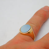 9ct Yellow Gold & Oval-Cut Sardonyx Signet Ring Vintage 1963 London