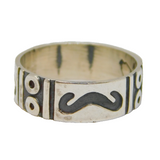 Sterling Silver Oxidised Navejo Design Band Ring Vintage c1970 Size L 1/2